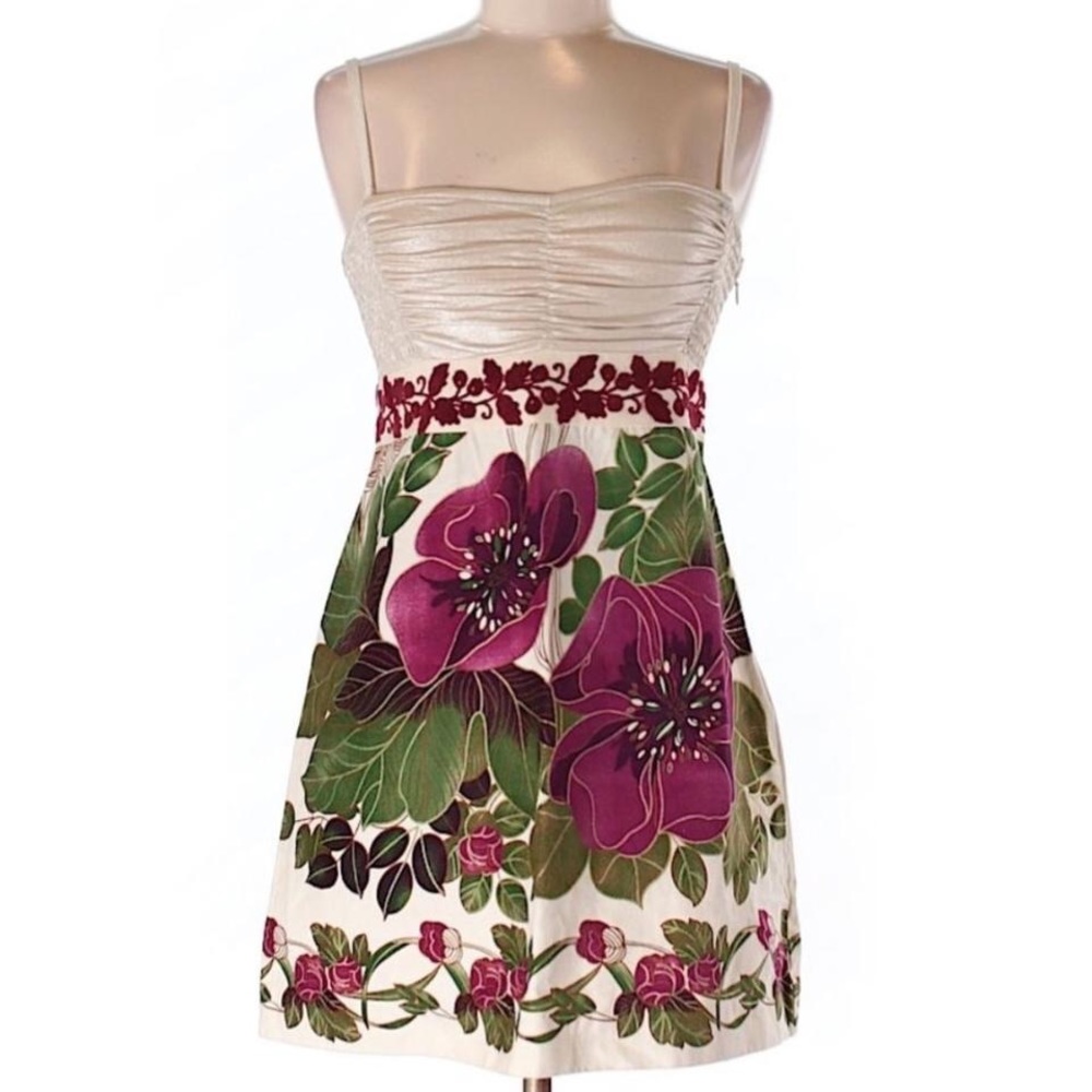 Free People Velvet Floral Gold Tube Party Dress - Picture 2 of 8